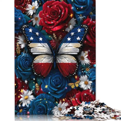 Schmetterlingsflagge Holzpuzzles 300 Teile Erwachsene Geschicklichkeitsspiel Für Die Ganze Familie Home Decor Geburtstagsgeschenk Lernspiel Stress Relief 300pcs (40x28cm) von SHUNXIFQ