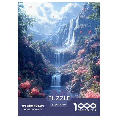 Schmetterlingswasserfall Holzpuzzles 1000 Teile Erwachsene Geschicklichkeitsspiel Für Die Ganze Familie Home Decor Geburtstagsgeschenk Lernspiel Stress Relief 1000pcs (75x50cm) von SHUNXIFQ