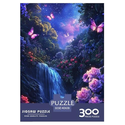Schmetterlingswasserfall Holzpuzzles 300 Teile Erwachsene Home Decor Family Challenging Games Geburtstagsgeschenk Lernspiel Entspannung Und Intelligenz 300pcs (40x28cm) von SHUNXIFQ