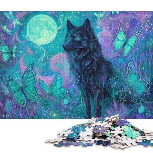 Schmetterlingswolf Holzpuzzles Erwachsene 300 Teile Moderne Wohnkultur Geburtstagsgeschenk Educational Game Family Challenging Games Stress Relief 300pcs (40x28cm) von SHUNXIFQ