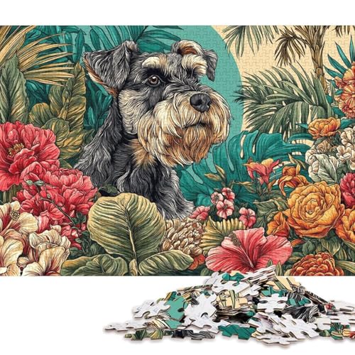 Schnauzer Holzpuzzles Erwachsene 1000 Teile Lernspiel Geschicklichkeitsspiel Für Die Ganze Familie GeburtHirschsgeschenk Home Decor Stress Relief 1000pcs (75x50cm) von SHUNXIFQ