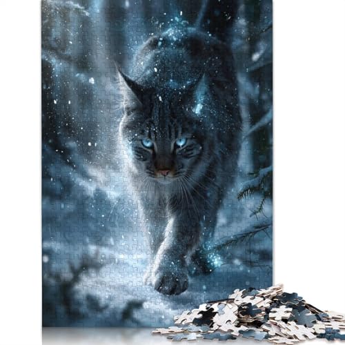 Schneekatze Holzpuzzles Erwachsene 300 Teile Home Decor Family Challenging Games Educational Game Geburtstagsgeschenk Stress Relief Toy 300pcs (40x28cm) von SHUNXIFQ