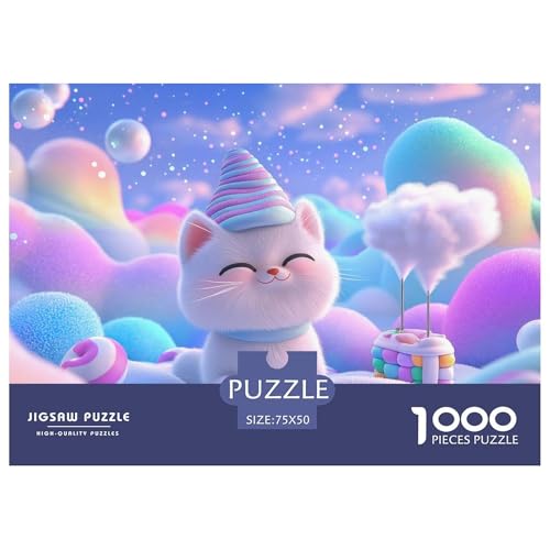 Schneekatze Holzpuzzless 1000 Teile Erwachsene Wohnkultur Educational Game Family Challenging Games Geburtstagsgeschenk Stress Relief Toy 1000pcs (75x50cm) von SHUNXIFQ