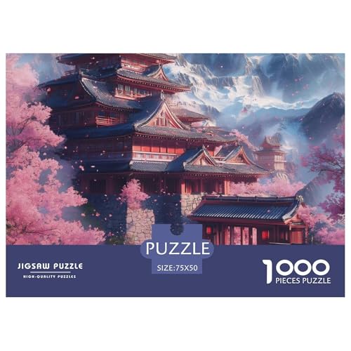 Schönes Schloss Holzpuzzles 1000 Teile Für Erwachsene Wohnkultur Geburtstagsgeschenk Family Challenging Games Educational Game Stress Relief Toy 1000pcs (75x50cm) von SHUNXIFQ