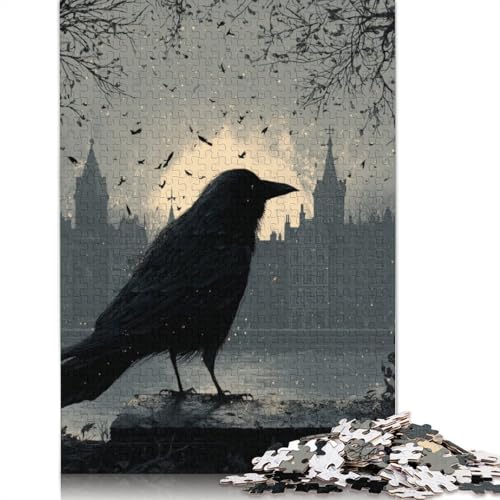 Schwarz Krähen Holzpuzzles 500 Teile Für Erwachsene Geburtstagsgeschenk Educational Game Moderne Wohnkultur Family Challenging Games Stress Relief Toy 500pcs (52x38cm) von SHUNXIFQ