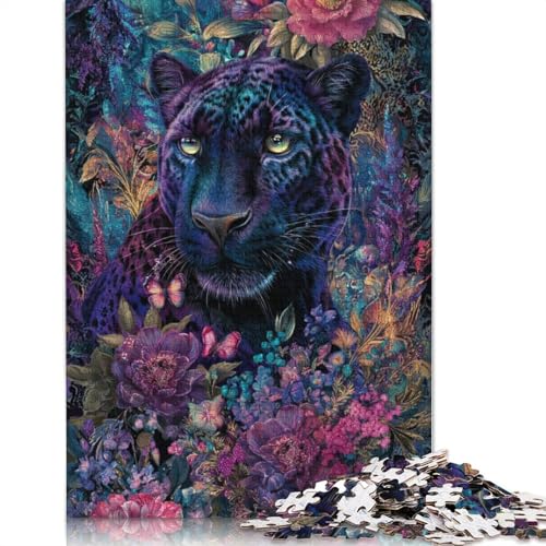 Schwarzer Leopard Holzpuzzles 300 Teile Erwachsene Wohnkultur Geburtstagsgeschenk Geschicklichkeitsspiel Für Die Ganze Familie Lernspiel Stress Relief 300pcs (40x28cm) von SHUNXIFQ