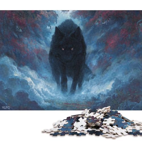 Schwarzer Wolf Fenrir Holzpuzzles 1000 Teile Erwachsene Moderne Wohnkultur Family Challenging Games Lernspiel Geburtstagsgeschenk Entspannung Und Intelligenz 1000pcs (75x50cm) von SHUNXIFQ