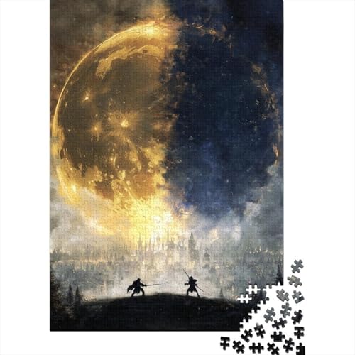 Sonne und Mond Holzpuzzles 1000 Teile Erwachsene Wohnkultur Geburtstagsgeschenk Geschicklichkeitsspiel Für Die Ganze Familie Lernspiel Stress Relief 1000pcs (75x50cm) von SHUNXIFQ