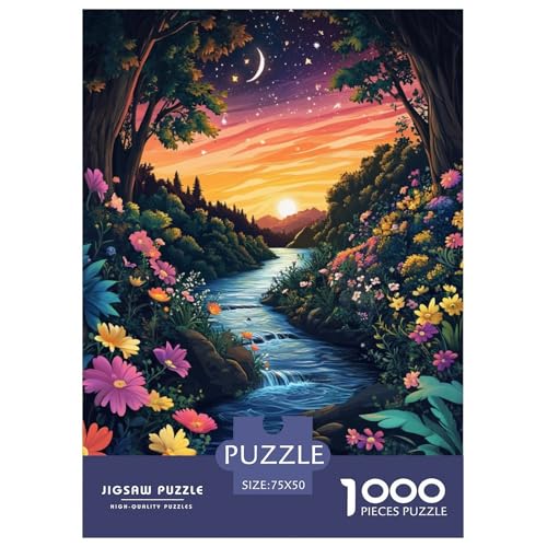 Sonnenuntergang Holzpuzzless Erwachsene 1000 Teile Educational Game Family Challenging Games Home Decor Geburtstagsgeschenk Stress Relief 1000pcs (75x50cm) von SHUNXIFQ