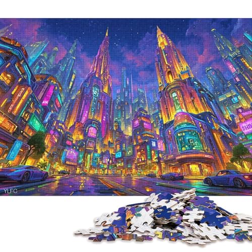 Stadtnacht Holzpuzzles 500 Teile Erwachsene Wohnkultur Geschicklichkeitsspiel Für Die Ganze Familie Lernspiel Geburtstagsgeschenk Stress Relief 500pcs (52x38cm) von SHUNXIFQ