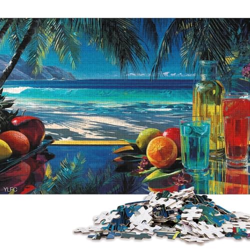 Strand Holzpuzzles Für Erwachsene 500 Teile Family Challenging Games GeburtHirschsgeschenk Lernspiel Wohnkultur Stress Relief 500pcs (52x38cm) von SHUNXIFQ