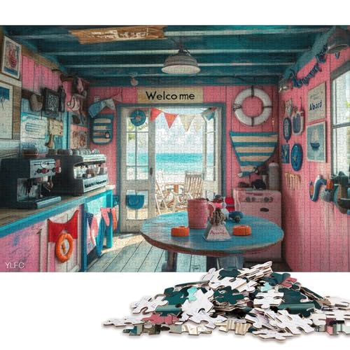 Strand Hütten Holzpuzzles 1000 Teile Erwachsene Lernspiel Family Challenging Games Geburtstagsgeschenk Home Decor Stress Relief Toy 1000pcs (75x50cm) von SHUNXIFQ