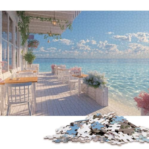 Strandside Cafe Holzpuzzless 300 Teile Für Erwachsene Wohnkultur GeburtHirschsgeschenk Educational Game Family Challenging Games Stress Relief Toy 300pcs (40x28cm) von SHUNXIFQ