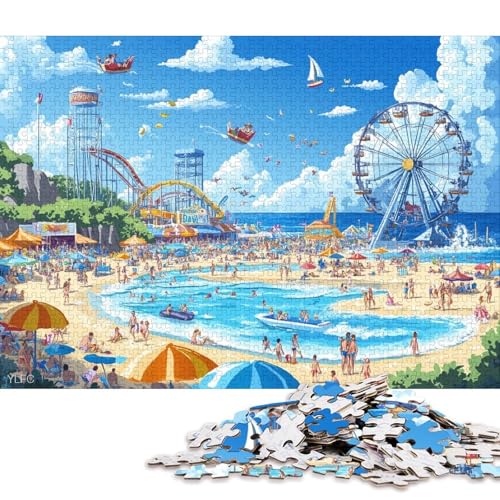 Strandszene Holzpuzzless Erwachsene 500 Teile Geburtstagsgeschenk Educational Game Wohnkultur Family Challenging Games Stress Relief 500pcs (52x38cm) von SHUNXIFQ