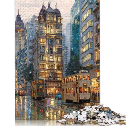Straßenszene in Hongkong Holzpuzzles Erwachsene 500 Teile Lernspiel Geschicklichkeitsspiel Für Die Ganze Familie Geburtstagsgeschenk Home Decor Stress Relief 500pcs (52x38cm) von SHUNXIFQ