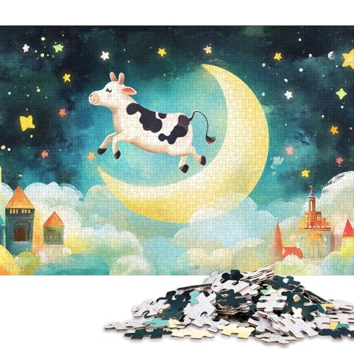 Süße Kuh Holzpuzzles Erwachsene 1000 Teile Lernspiel Geschicklichkeitsspiel Für Die Ganze Familie Geburtstagsgeschenk Home Decor Stress Relief 1000pcs (75x50cm) von SHUNXIFQ