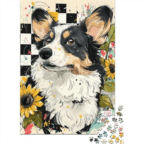 Süßer Corgi Holzpuzzless Für Erwachsene 1000 Teile Wohnkultur Lernspiel Family Challenging Games Geburtstagsgeschenk Stress Relief Toy 1000pcs (75x50cm) von SHUNXIFQ