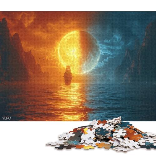 Sun Moon Holzpuzzles 500 Teile Erwachsene Wohnkultur Geschicklichkeitsspiel Für Die Ganze Familie Lernspiel Geburtstagsgeschenk Stress Relief 500pcs (52x38cm) von SHUNXIFQ