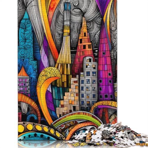 Surreale Stadt Holzpuzzles Für Erwachsene 500 Teile Geburtstagsgeschenk Family Challenging Games Lernspiel Wohnkultur Stress Relief 500pcs (52x38cm) von SHUNXIFQ