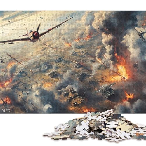 Szene aus dem Zweiten Weltkrieg Erwachsene 500 Teile Holzpuzzless Family Challenging Games Geburtstagsgeschenk Moderne Wohnkultur Lernspiel Stress Relief Toy 500pcs (52x38cm) von SHUNXIFQ
