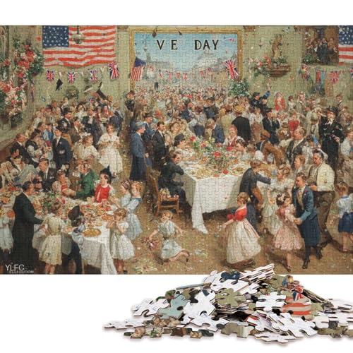 Tag des Sieges in Europa Holzpuzzles 500 Teile Für Erwachsene Moderne Wohnkultur Family Challenging Games Geburtstagsgeschenk Educational Game Stress Relief Toy 500pcs (52x38cm) von SHUNXIFQ