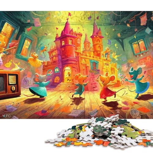 Tanzende Mäuse Holzpuzzles 1000 Teile Erwachsene Wohnkultur Geschicklichkeitsspiel Für Die Ganze Familie Lernspiel Geburtstagsgeschenk Stress Relief 1000pcs (75x50cm) von SHUNXIFQ