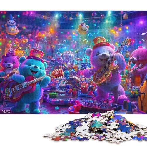 Teddybär-Konzert Holzpuzzles Erwachsene 1000 Teile Moderne Wohnkultur Geburtstagsgeschenk Educational Game Family Challenging Games Stress Relief 1000pcs (75x50cm) von SHUNXIFQ