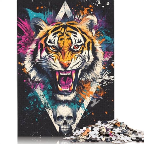 Tigerschädel Erwachsene 500 Teile Holzpuzzless Family Challenging Games Geburtstagsgeschenk Moderne Wohnkultur Lernspiel Stress Relief Toy 500pcs (52x38cm) von SHUNXIFQ