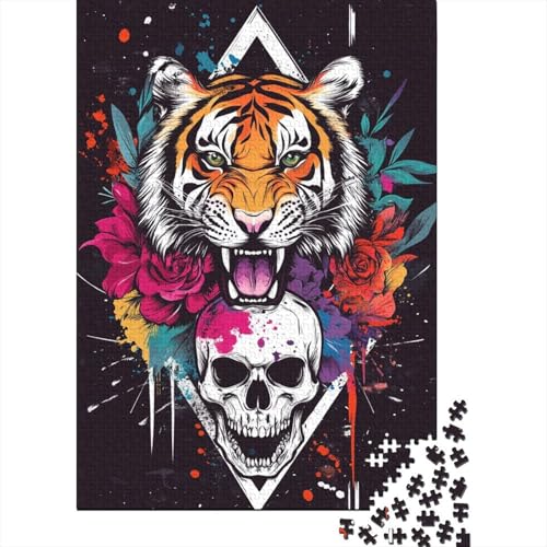 Tigerschädel Holzpuzzles 1000 Teile Erwachsene Home Decor Geburtstagsgeschenk Family Challenging Games Educational Game Stress Relief 1000pcs (75x50cm) von SHUNXIFQ