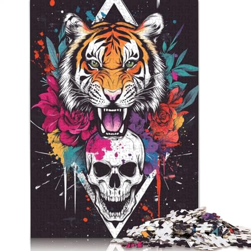 Tigerschädel Holzpuzzles 300 Teile Erwachsene Geschicklichkeitsspiel Für Die Ganze Familie Home Decor Geburtstagsgeschenk Lernspiel Stress Relief 300pcs (40x28cm) von SHUNXIFQ