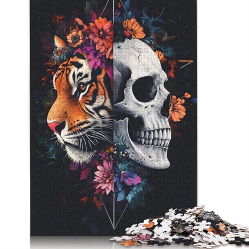 Tigerschädel Holzpuzzles 300 Teile Erwachsene Wohnkultur Geschicklichkeitsspiel Für Die Ganze Familie Lernspiel Geburtstagsgeschenk Stress Relief 300pcs (40x28cm) von SHUNXIFQ
