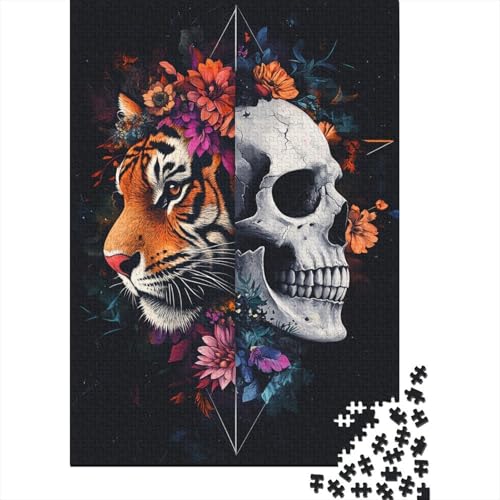Tigerschädel Holzpuzzles Erwachsene 1000 Teile Family Challenging Games Educational Game Wohnkultur Geburtstagsgeschenk Stress Relief 1000pcs (75x50cm) von SHUNXIFQ