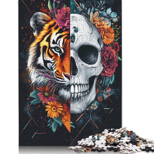 Tigerschädel Holzpuzzles Für Erwachsene 500 Teile Geburtstagsgeschenk Family Challenging Games Home Decor Educational Game Stress Relief Toy 500pcs (52x38cm) von SHUNXIFQ