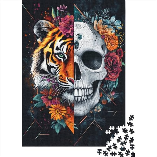 Tigerschädel Holzpuzzless 1000 Teile Erwachsene Family Challenging Games Moderne Wohnkultur Geburtstagsgeschenk Educational Game Stress Relief Toy 1000pcs (75x50cm) von SHUNXIFQ