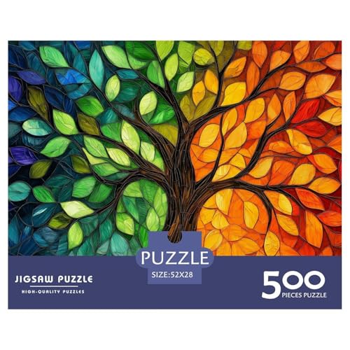 Tree of Life Holzpuzzles 500 Teile Erwachsene Family Challenging Games Moderne Wohnkultur Educational Game Geburtstagsgeschenk Stress Relief 500pcs (52x38cm) von SHUNXIFQ
