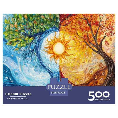 Tree of Life Holzpuzzles 500 Teile Erwachsene Family Challenging Games Moderne Wohnkultur Educational Game Geburtstagsgeschenk Stress Relief 500pcs (52x38cm) von SHUNXIFQ