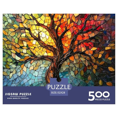Tree of Life Holzpuzzles Für Erwachsene 500 Teile Geburtstagsgeschenk Family Challenging Games Lernspiel Wohnkultur Stress Relief 500pcs (52x38cm) von SHUNXIFQ