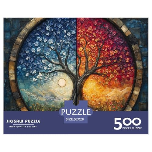 Tree of Life Holzpuzzles Für Erwachsene 500 Teile Geburtstagsgeschenk Wohnkultur Lernspiel Family Challenging Games Entspannung Und Intelligenz 500pcs (52x38cm) von SHUNXIFQ