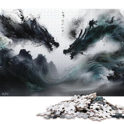 Tuschemalerei Holzpuzzles Erwachsene 1000 Teile Lernspiel Geschicklichkeitsspiel Für Die Ganze Familie Geburtstagsgeschenk Home Decor Stress Relief 1000pcs (75x50cm) von SHUNXIFQ