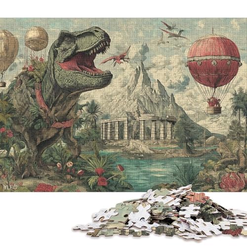 Tyrannosaurus Rex Holzpuzzles 1000 Teile Erwachsene Geschicklichkeitsspiel Für Die Ganze Familie Home Decor Geburtstagsgeschenk Lernspiel Stress Relief 1000pcs (75x50cm) von SHUNXIFQ