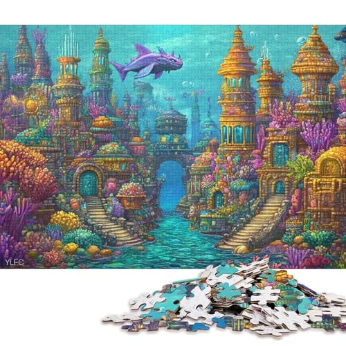 Unterwasserpalast Holzpuzzless Erwachsene 1000 Teile Geburtstagsgeschenk Educational Game Wohnkultur Family Challenging Games Stress Relief 1000pcs (75x50cm) von SHUNXIFQ