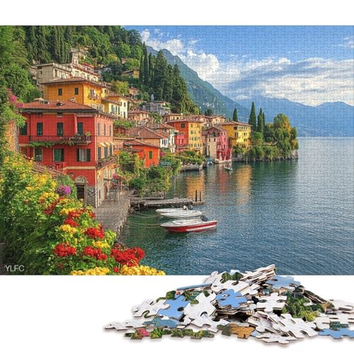 Varenna am Comer See Holzpuzzles 500 Teile Erwachsene Geschicklichkeitsspiel Für Die Ganze Familie Home Decor Geburtstagsgeschenk Lernspiel Stress Relief 500pcs (52x38cm) von SHUNXIFQ