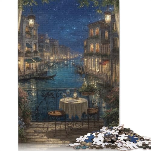 Venedig, Italien bei Nacht Holzpuzzles 500 Teile Erwachsene Geschicklichkeitsspiel Für Die Ganze Familie Home Decor Geburtstagsgeschenk Lernspiel Stress Relief 500pcs (52x38cm) von SHUNXIFQ