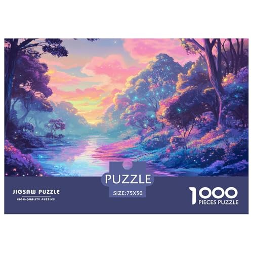 Violette Landschaft Holzpuzzles Für Erwachsene 1000 Teile Geburtstagsgeschenk Family Challenging Games Home Decor Educational Game Stress Relief Toy 1000pcs (75x50cm) von SHUNXIFQ