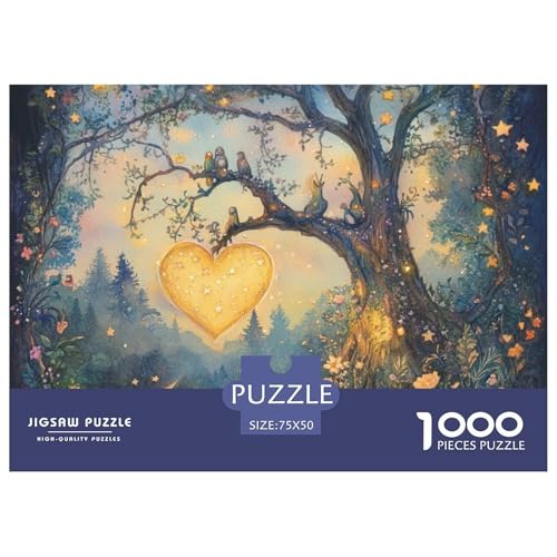 Wald des Herzens Holzpuzzless 1000 Teile Erwachsene Geburtstagsgeschenk Family Challenging Games Moderne Wohnkultur Educational Game Stress Relief Toy 1000pcs (75x50cm) von SHUNXIFQ