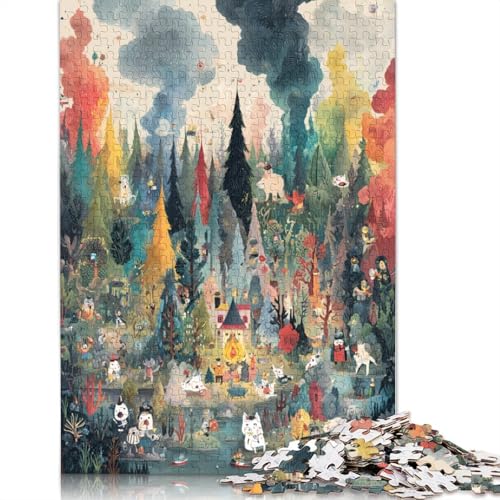 Waldtanz Holzpuzzles 300 Teile Erwachsene Wohnkultur Geschicklichkeitsspiel Für Die Ganze Familie Lernspiel Geburtstagsgeschenk Stress Relief 300pcs (40x28cm) von SHUNXIFQ