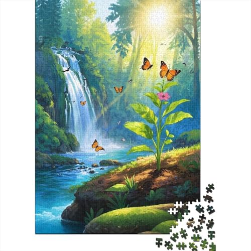 Wasserfall 1000 Teile Erwachsene Holzpuzzless Educational Game Moderne Wohnkultur Geburtstagsgeschenk Family Challenging Games Stress Relief Toy 1000pcs (75x50cm) von SHUNXIFQ