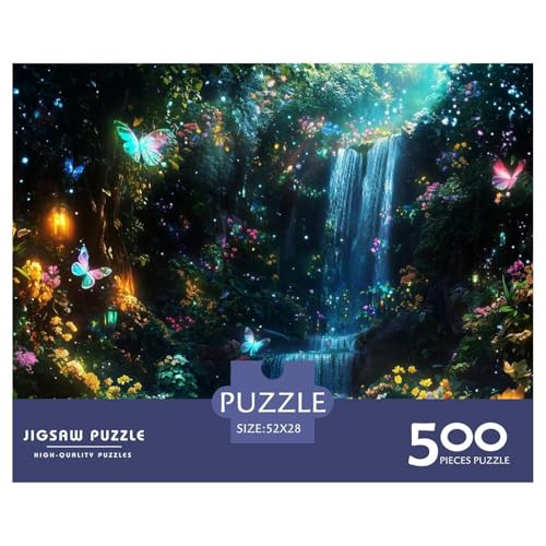 Wasserfall Holzpuzzles 500 Teile Erwachsene Wohnkultur Geburtstagsgeschenk Geschicklichkeitsspiel Für Die Ganze Familie Lernspiel Stress Relief 500pcs (52x38cm) von SHUNXIFQ