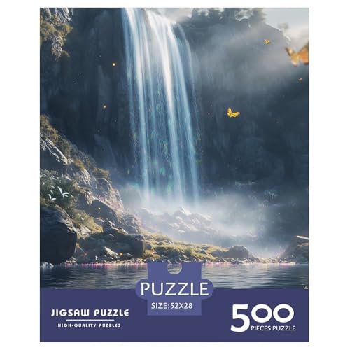 Wasserfall Holzpuzzles 500 Teile Für Erwachsene Geburtstagsgeschenk Educational Game Moderne Wohnkultur Family Challenging Games Stress Relief Toy 500pcs (52x38cm) von SHUNXIFQ