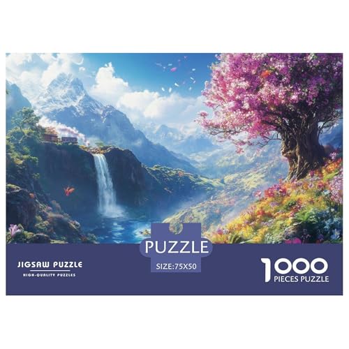 Wasserfall Holzpuzzles Für Erwachsene 1000 Teile Geburtstagsgeschenk Family Challenging Games Home Decor Educational Game Stress Relief Toy 1000pcs (75x50cm) von SHUNXIFQ